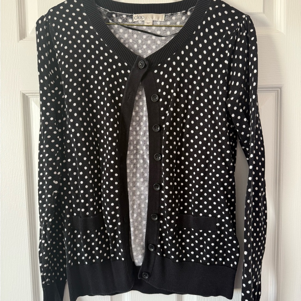 Cleo Black and White Polka Dot Women's Sweater